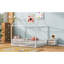 Lit double pleine grandeur en métal avec clôture et porte, blanc-292307291