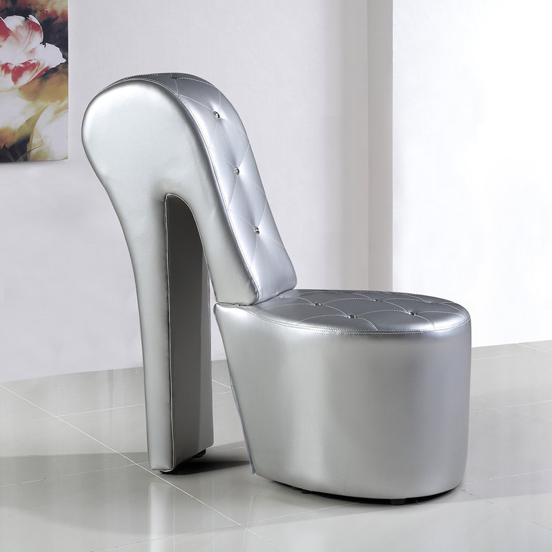 Schenck Faux Leather Shoe Accent Chair , Silver Faux Leather