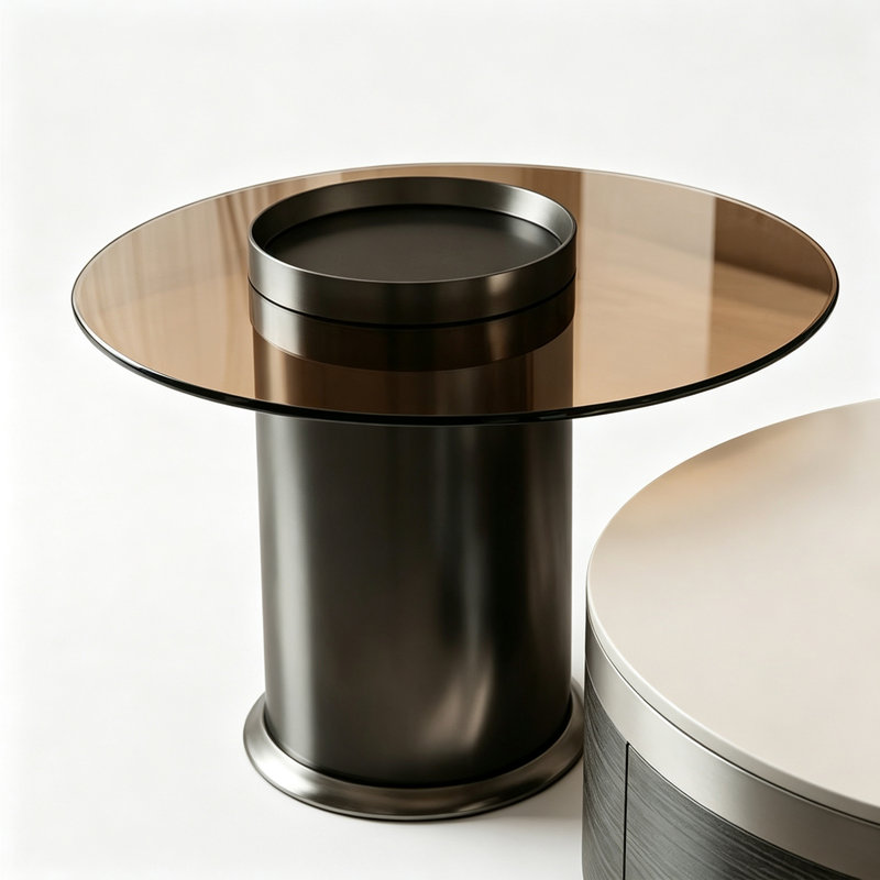 Table basse French Minimalist Luxury, White; Tan/Black