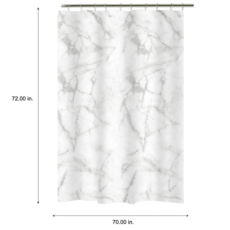 White Marble Design PEVA Vinyl Shower Curtain, 70" x 72"