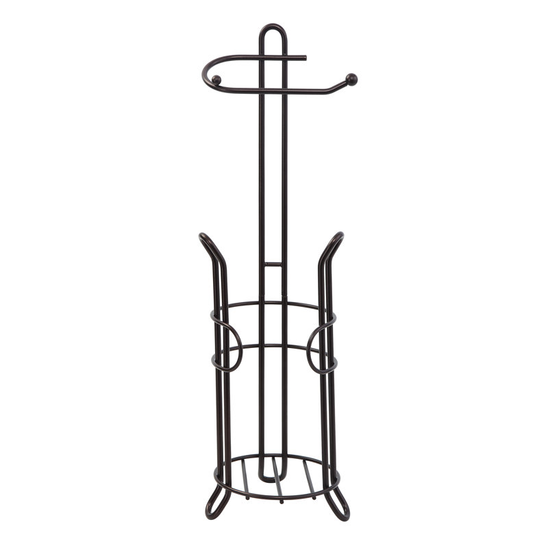 Oil Rubbed Bronze Freestanding Toilet Paper Holder with Storage