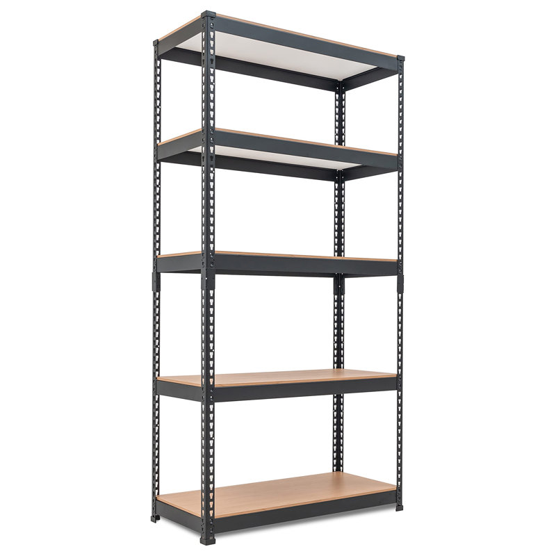 5 Tier Storage Shelves, Black/Oak