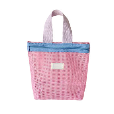 Backpack Mesh Tote Bag Portable Travel Handbag Breathable Mesh Cosmetic Bag With Zipper Lightweight Beach Bag For Girls