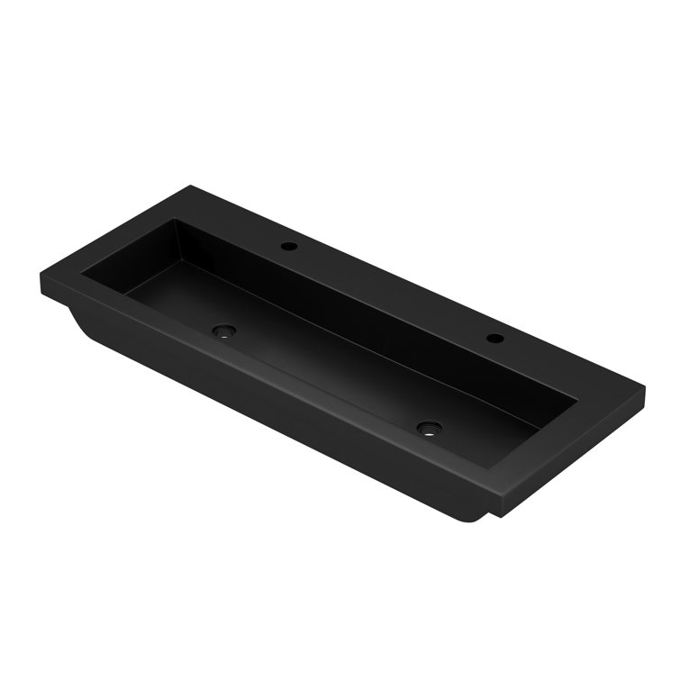 Trough Concrete Handmade Rectangular Drop-in Bathroom Sink