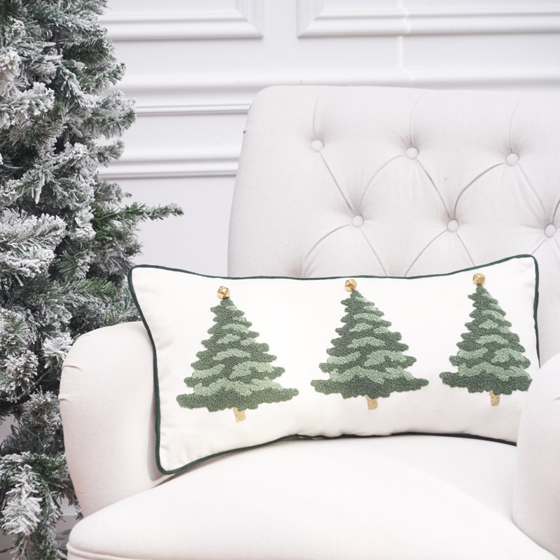 24" x 12" Flocked Trees Throw Pillow