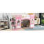 Lit mezzanine simple rose avec escalier de rangement et fenêtre adorable - Bois massif en ornement fascinant accessible-916723860