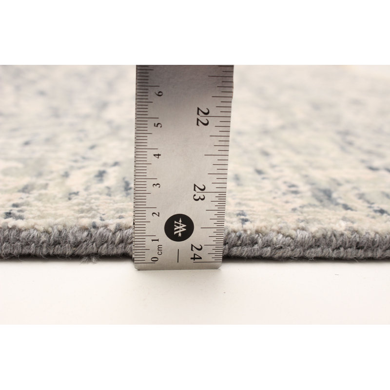 Tapis gris héritage noué à la main de conception unique 2 pi 7 po x 13 pi 10 po