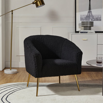 Dawson Boucle Barrel Chair With Metal Legs