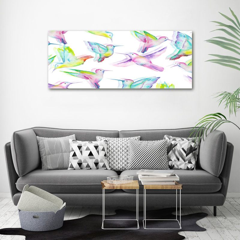 Hummingbirds - No Frame Print on Glass, Canvas, 50cm H x 125cm W x 2cm D