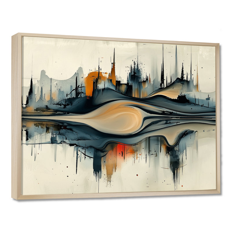 Jaanai - Abstract Wall Art, H 34 po x l 44 po, Cadre flottant, Crème, crème