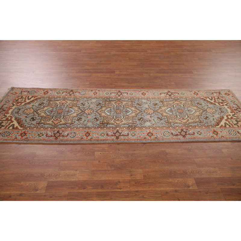 Grey Traditional  Oriental Runner Rug 3x8