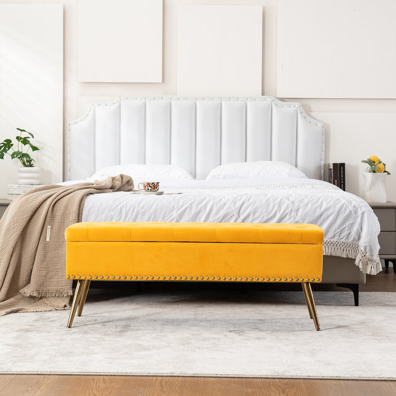 Banc de rangement, Jaune, H 18 po x l 46 po x P 15,5 po