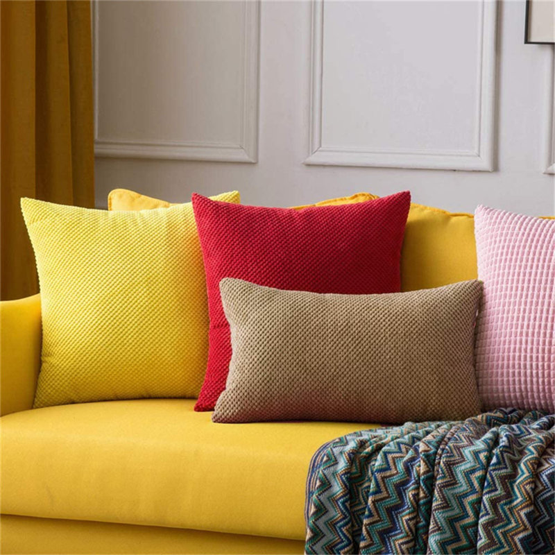 Square Red and Orange Acrylic Pillow Covers with Inserts, Set of 2