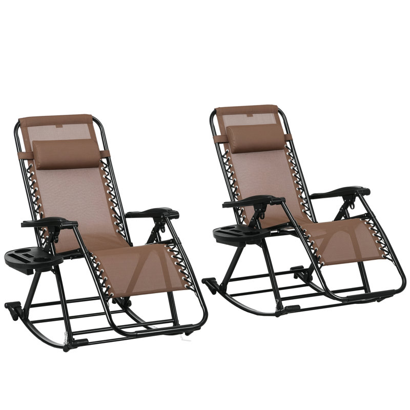 Chaise berçante d'extérieur en métal Mattson, Brun
