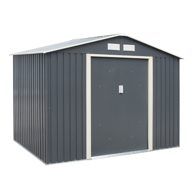 Trentvale 8X6 Metal Apex Shed Light Grey, Dark Grey