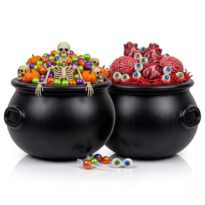Accessoire de fête en plastique noir 16 pouces PMU Halloween Cauldron