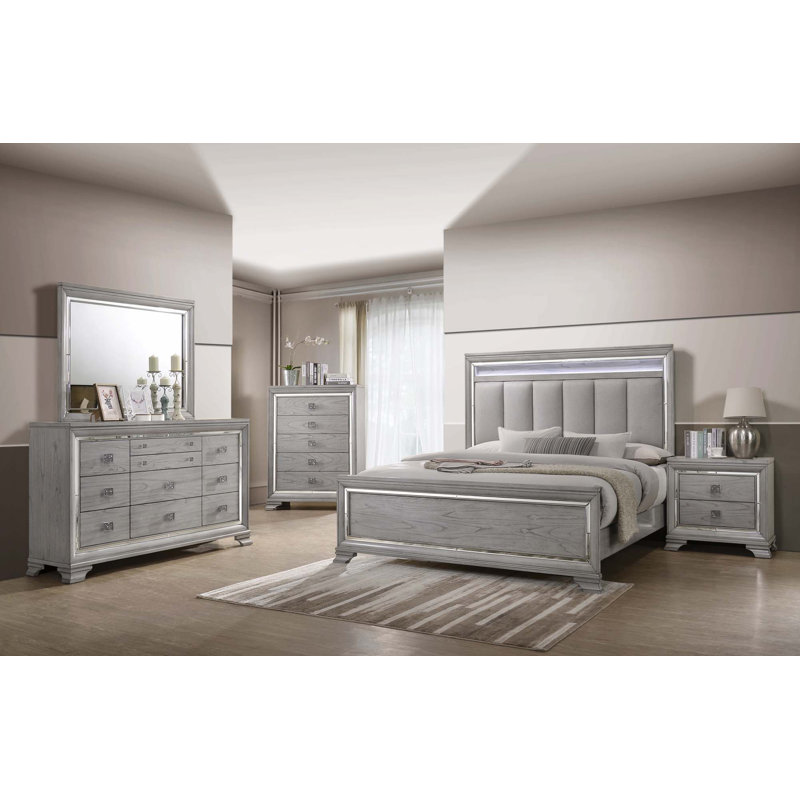 Tête de lit capitonnée avec éclairage à panneau intégré 1Pc (seulement lit), Grand