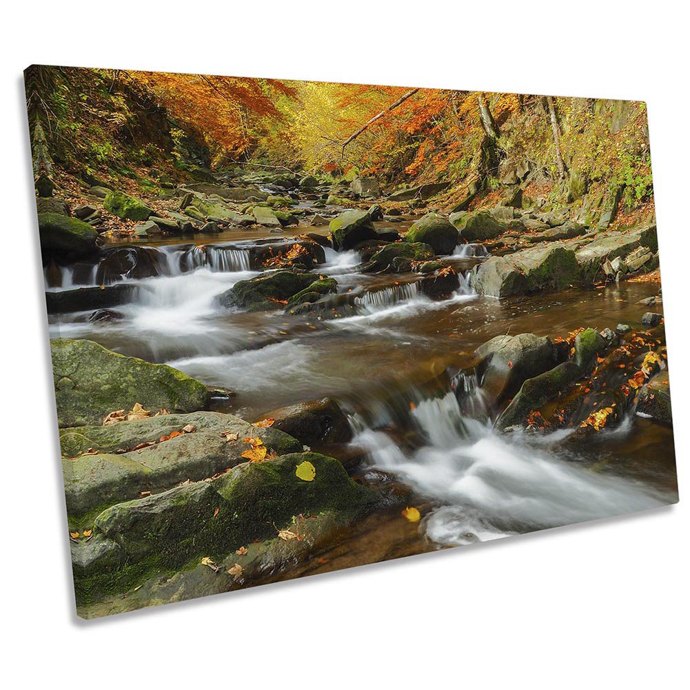Waterfall River Forest - Wrapped Canvas Print