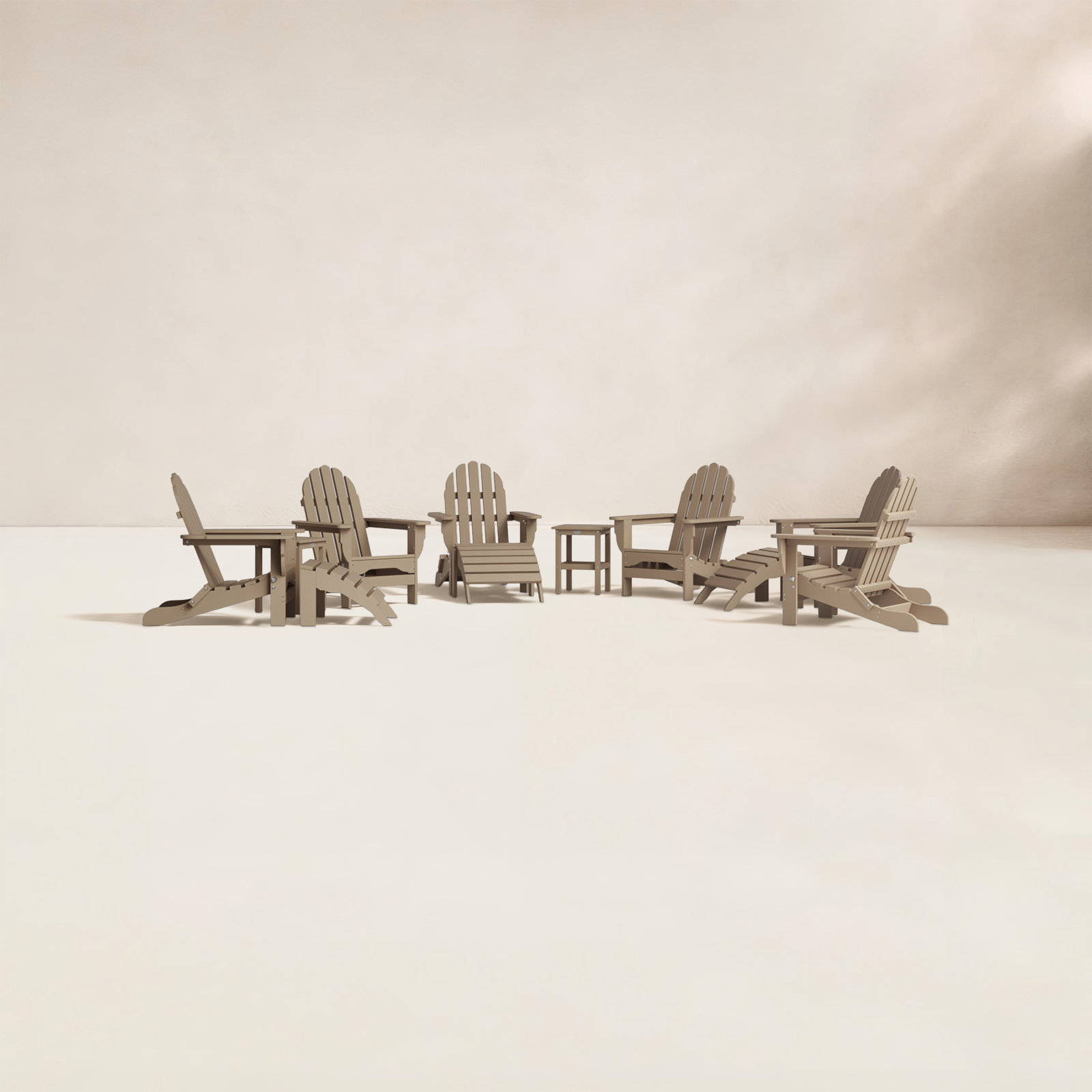 Leighton Foldable Outdoor Adirondack Set, Weathered Wood