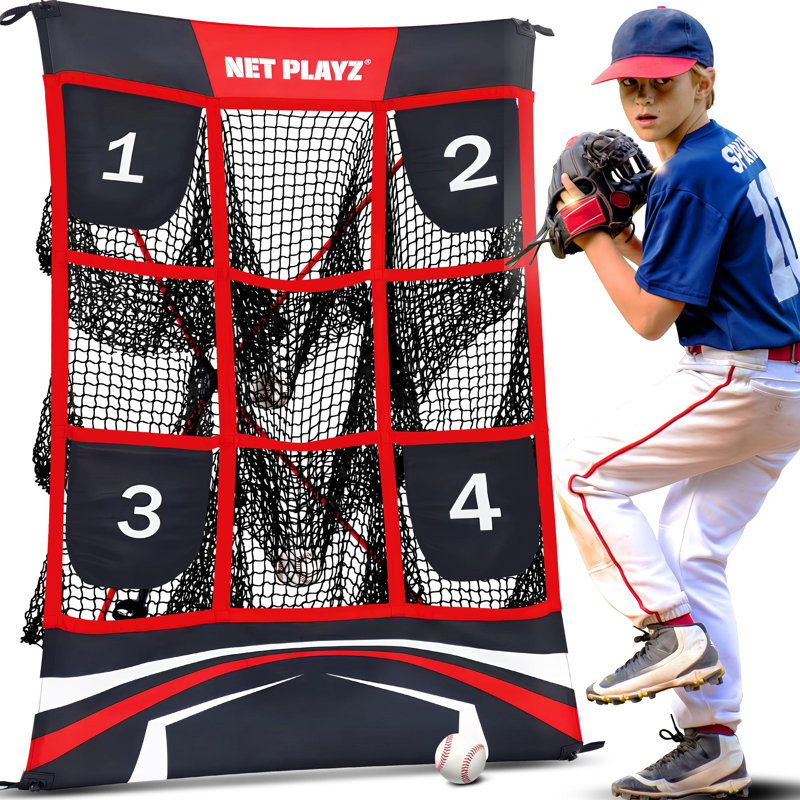 Net Playz Baseball Net Pitching Target Net, 9 Pocket Strike Zone, Pitcher Training Equipment