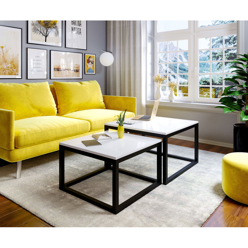 2-piece coffee table set Ahlers, 46cm H x 70cm L x 70cm W, Chrome/Chrome
