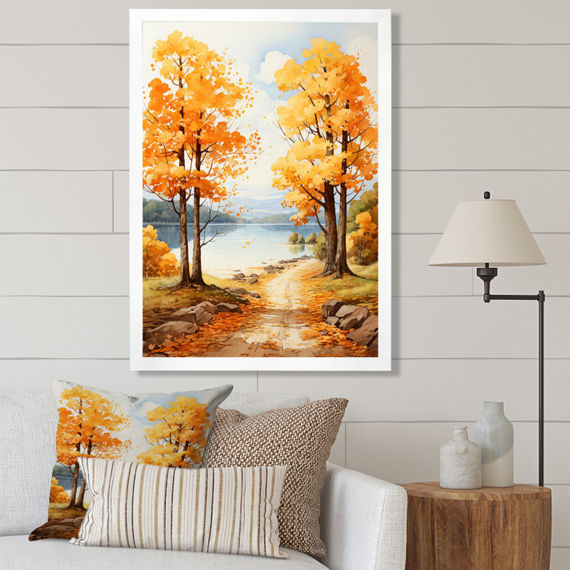 Érable doré auvent II - décoration murale florale, Cadre photo blanc, H 40 po x l 30 po x P 1,5 po