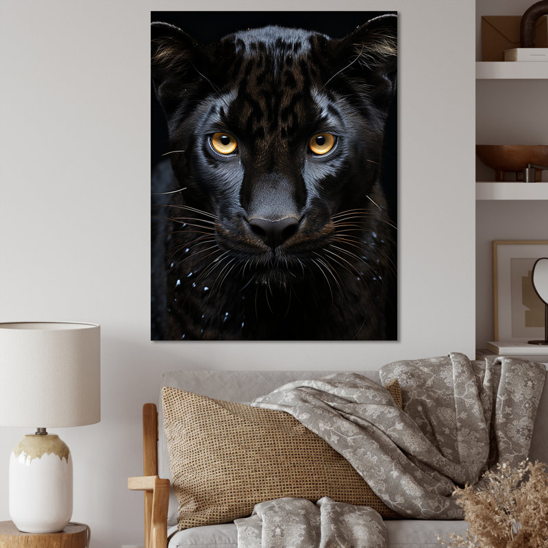 «Black White Panther Portrait Vibrant» sur toile, H 32 po x l 24 po x P 1 po, Toile tendue
