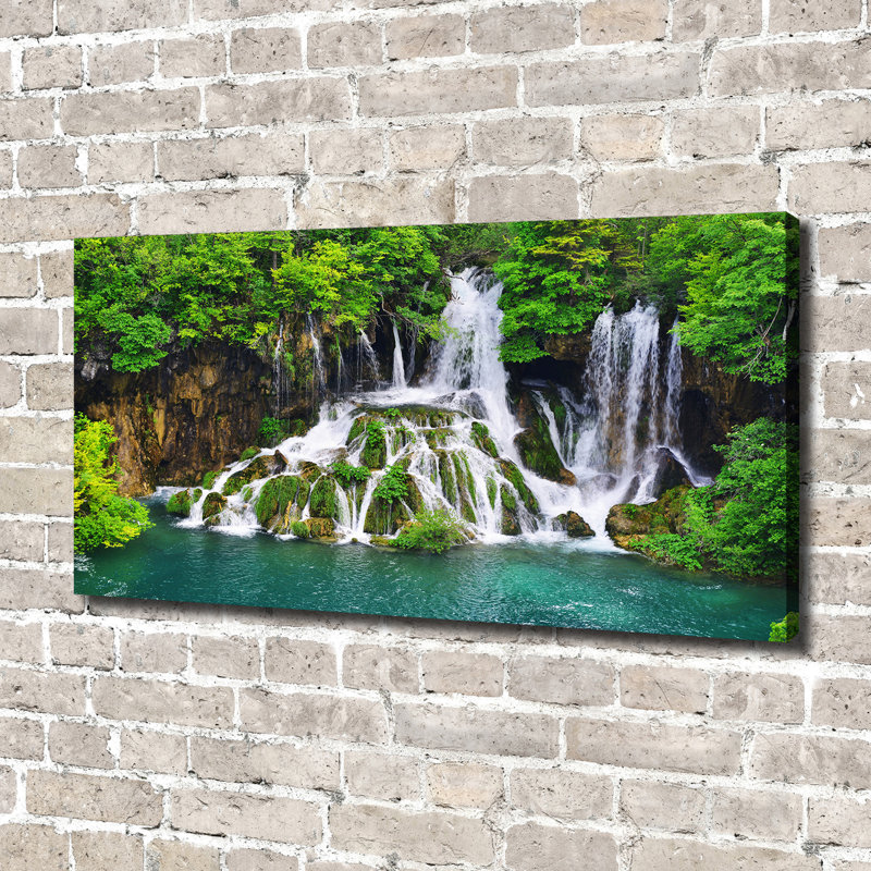 Waterfall In The Mountains - Print, Canvas, 70cm H x 140cm W