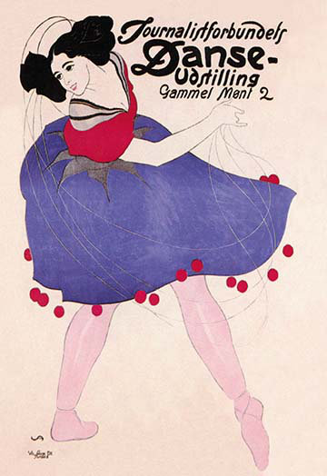 Affiche rétro fauteuil danse-udstilling, H 66 po x l 44 po x P 1,5 po