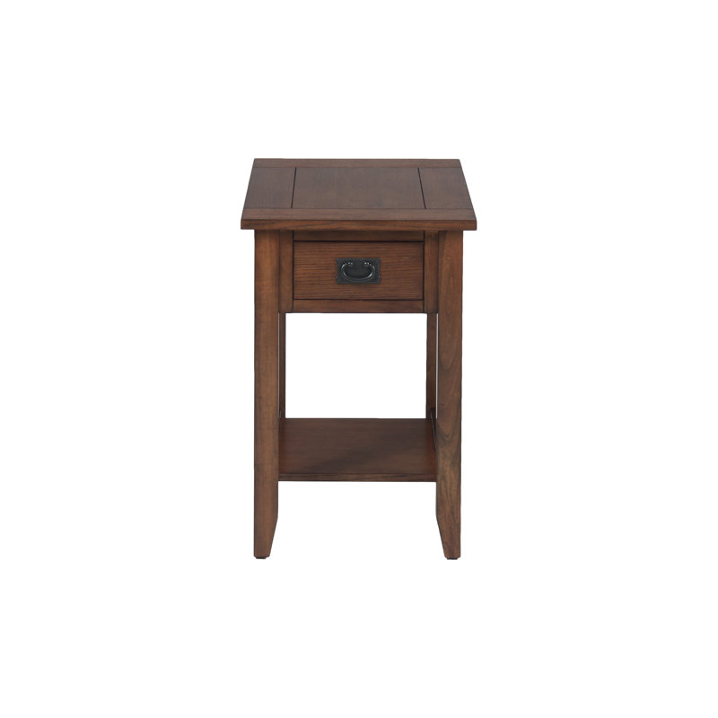Daiman End Table with Storage, Oak