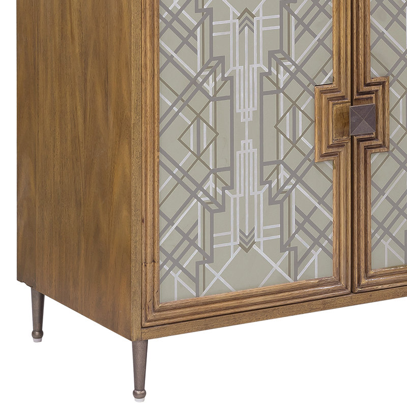 Light Wood and Gray 4-Door Mid-Century Modern Credenza