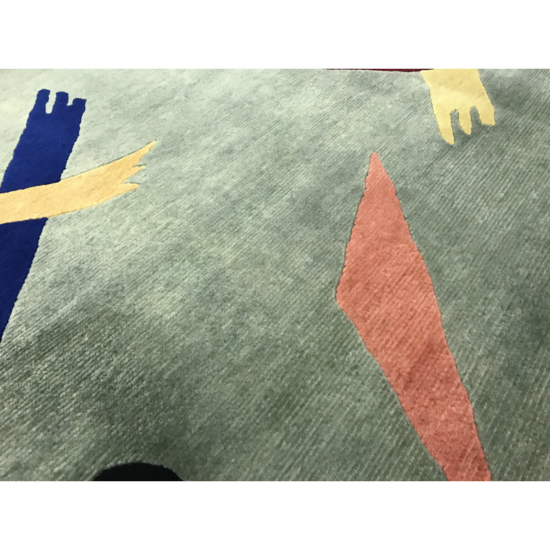 Hand-Knotted High-Quality Green Area Rug