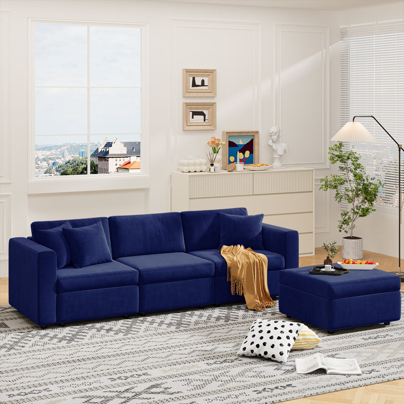 Chrishonna Velvet Sectional, Blue