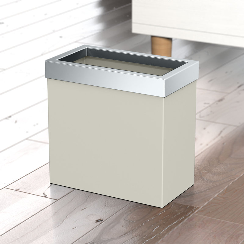 Couvercle de poubelle rectangulaire ouvert 3,18 gallons en acier inoxydable Elevate, Perle mate / chrome