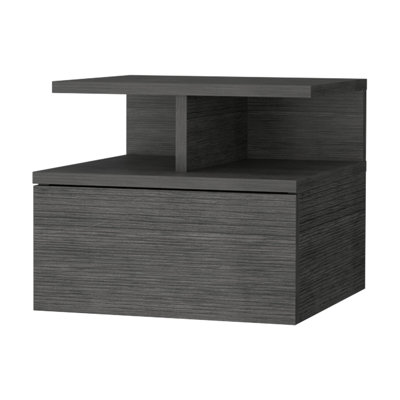 2 Shelf Oak Floating Nightstand With Drawer For A Modern And Functional Bedroom Storage In Large
