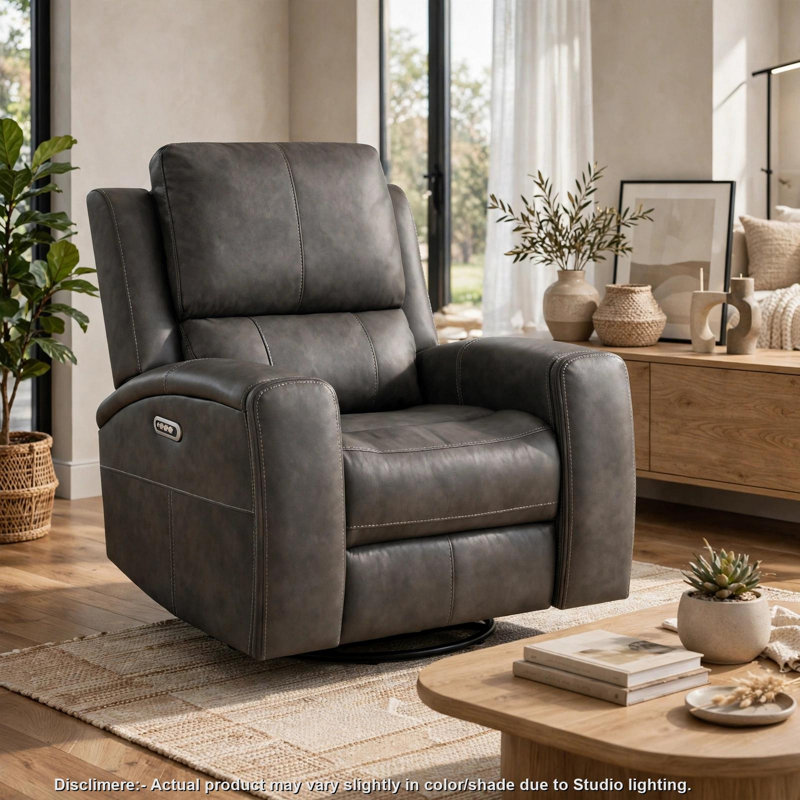 Fauteuil inclinable électrique pivotant triple Joe, similicuir gris