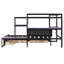 Lit de jour simple avec bureau, lumière DEL, 3 tiroirs de rangement et station de charge, bibliothèque tête de lit, noir et mauve-125615022