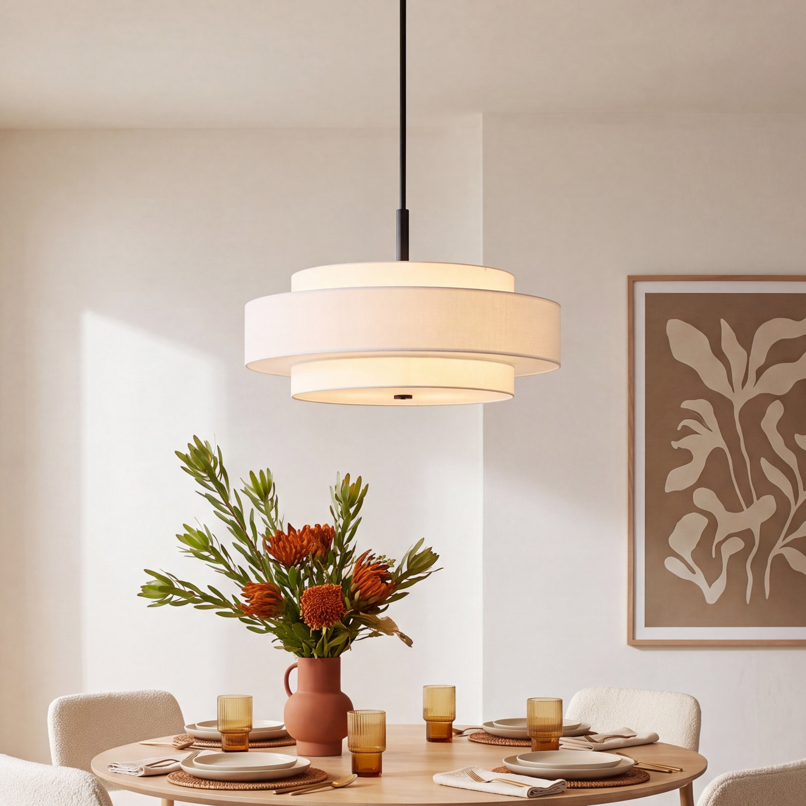 Flaire 5-Light Chandelier, English Bronze, Off-White
