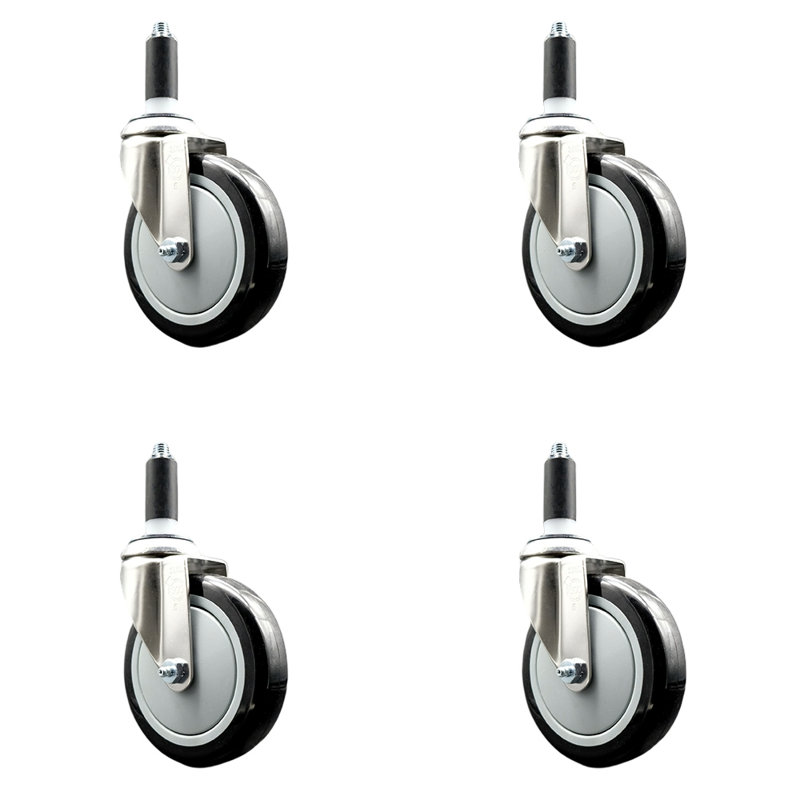Swivel Stem Caster, Black, 5" H x 5" W