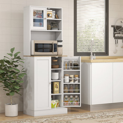 Versatile Kitchen Storage Cabinet with Hutch and Adjustable Shelves for Organized Dining Room
