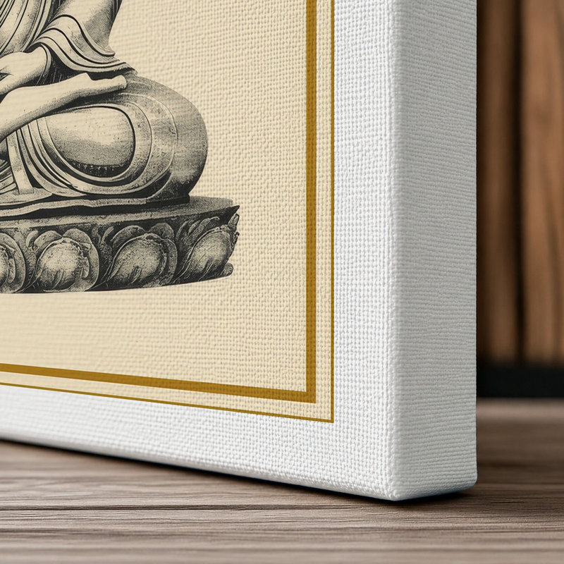 Buddha in Meditation Japandi - Wrapped Canvas, 24x16 - 61.0 x 40.6 cm, White Border