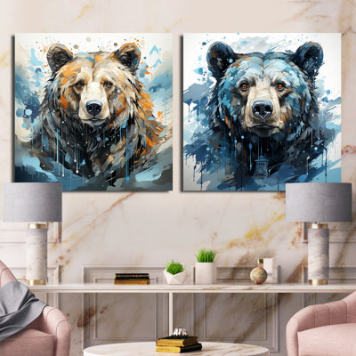 Représentation abstraite d'un mouvement d'ours - ensemble de 2 animaux