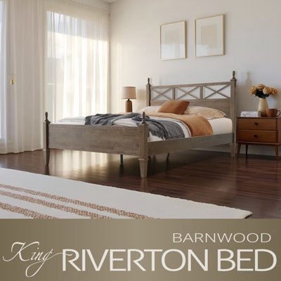 King Size Solid Wood Bed Frame, Platform Bed with Headboard & Footboard, 12 Heavy-Duty Slatted Base, Metal Legs, No Box Spring Needed, Noise-Free & Anti-Slip, Easy Assembly, Barnwood Finish