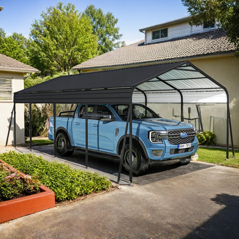 12x20 Outdoor Metal Carport with Galvanized Steel Roof, Heavy Duty Canopy for Car, Truck, and Multi-Purpose Garage Shed