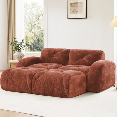 Red Brown U-shaped Boneless With High 32d Foam, Soft Velvet Fabric, Design, Slip Feature, Movable , No Assembly, For Art And High Density Sponge, Base, Cozy Reading Nooks