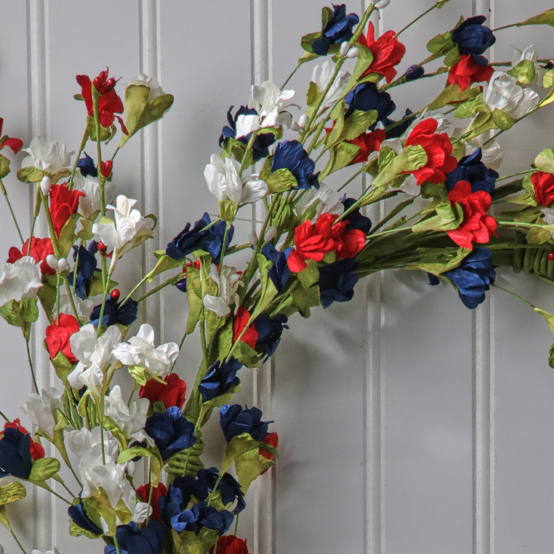 Couronne 22 po Wild Summer Blossom, Bleu, rouge, blanc