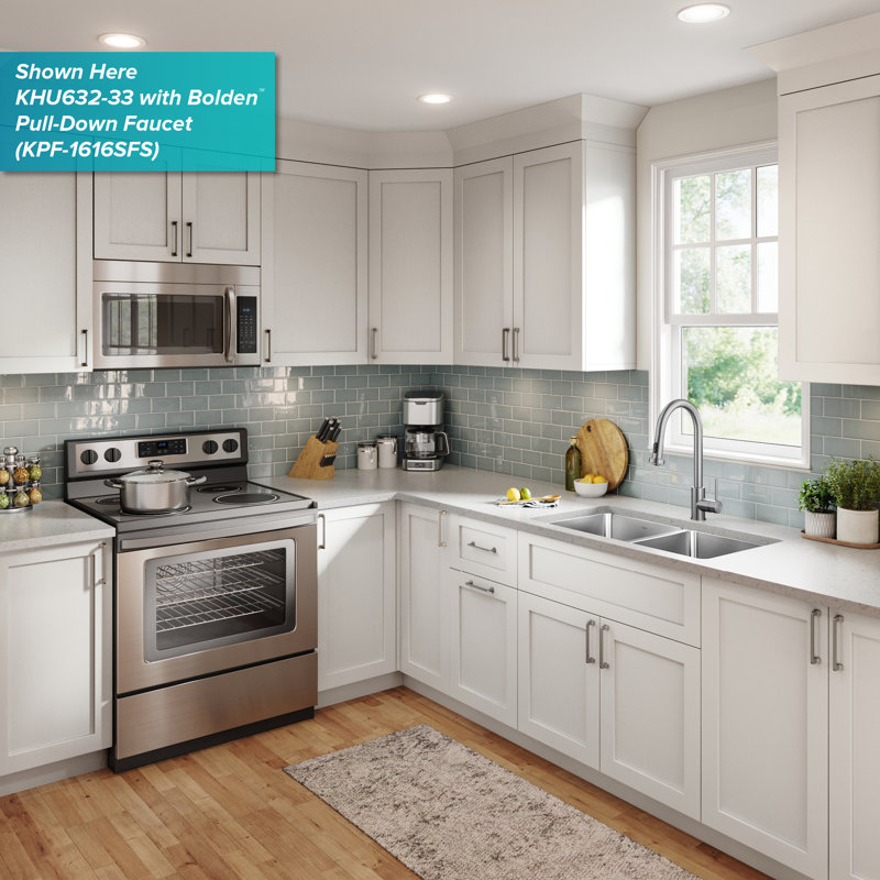 Évier de cuisine en acier inoxydable calibre 18 KRAUS Fairlane, H 9 po x L 25 po x l 19 po, Bol simple
