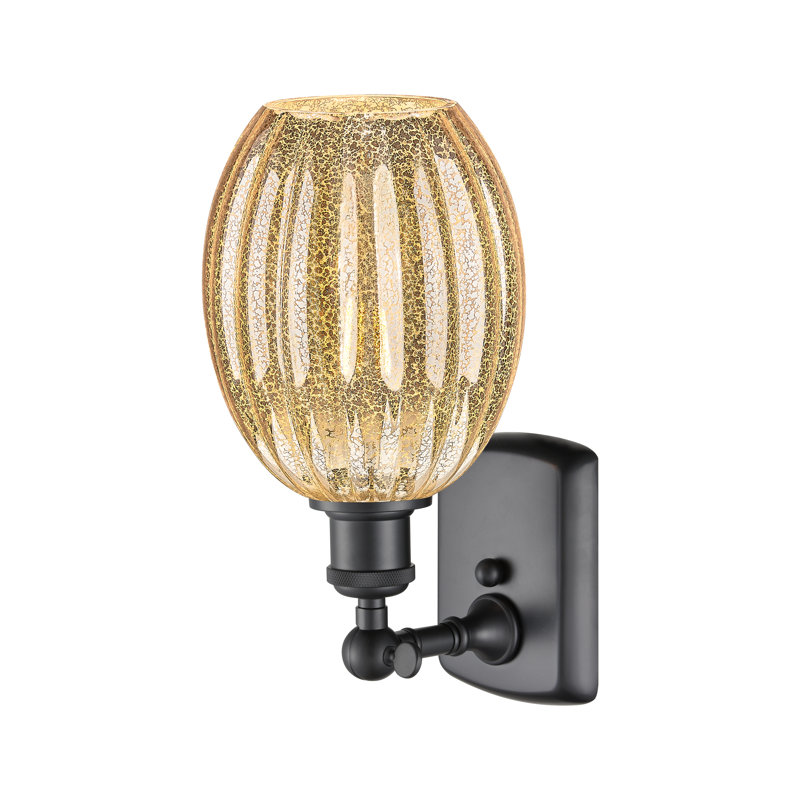 Eladia Steel Armed Sconce, Clear / Matte Black