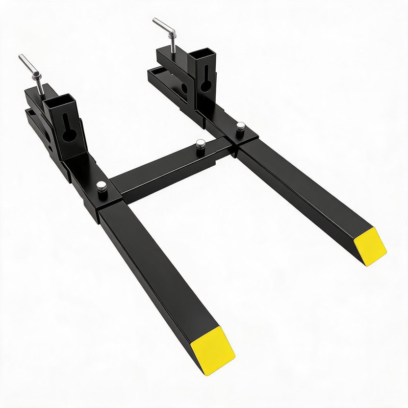Fourches à palettes à pince robuste de 60 po pour chargeur de tracteur - capacité de 2000 lb, barre stabilisatrice réglable, attache rapide, compatible avec les mini-chargeurs, comprend les gants - noir et pattes de fourche 60 po 2000 lb