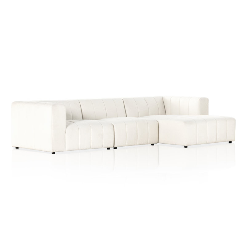Langham Modular Chaise Sectional, Fayette Cloud Polyester, Right Hand Facing, Graphite